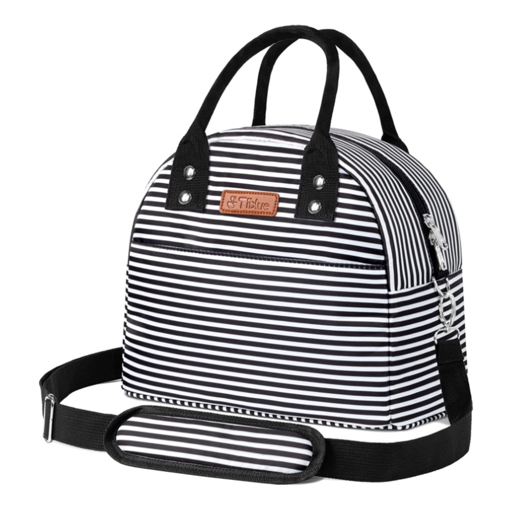 Stripes Reusable Insulated Lunch Box Organizer Adjustable Should Strap